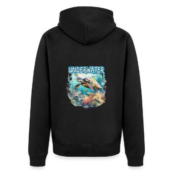 Taucher und Unterwasserfan für einen Fuchs Fan - Unisex Premium Bio Zip Hoodie - Schwarz - Hinten - Nico (187cm)