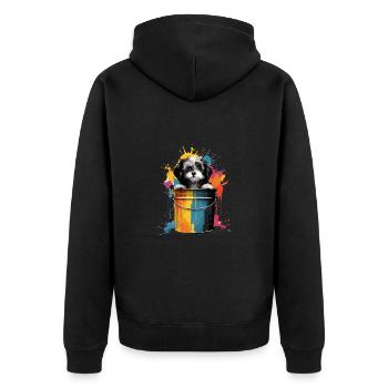 Dalmatiner Niedlicher Hund Farbeimer - Unisex Premium Bio Zip Hoodie - Schwarz - Hinten - Nico (187cm)