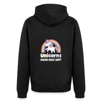 Kinder Einhorn Regenbogen Magisches Einhorn für - Unisex Premium Bio Zip Hoodie - Schwarz - Hinten - Nico (187cm)