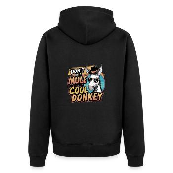 Maultier Nur ein cooler Esel Lustiger Humor Zitat - Unisex Premium Bio Zip Hoodie - Schwarz - Hinten - Nico (187cm)