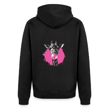 Giraffe mit Sonnenbrille Bubblegum für einen - Unisex Premium Bio Zip Hoodie - Schwarz - Hinten - Nico (187cm)