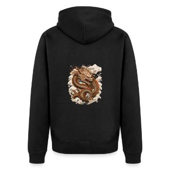 Asiatisch Drache Anime Japanisch - Unisex Premium Bio Zip Hoodie - Schwarz - Hinten - Nico (187cm)