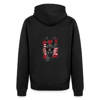 Coole Amerika Llama Sonnenbrille Patriotisch - Unisex Premium Bio Zip Hoodie - Schwarz - Hinten - Nico (187cm)
