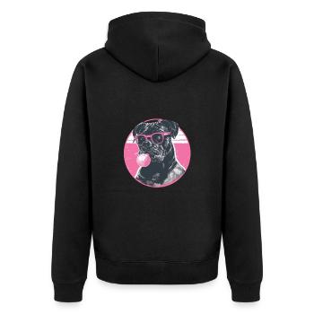 Cane Corso mit Sonnenbrille Bubblegum - Unisex Premium Bio Zip Hoodie - Schwarz - Hinten - Nico (187cm)