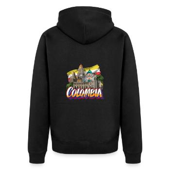 Kolumbien Stadtbild mit künstlerischem Skyline - Unisex Premium Bio Zip Hoodie - Schwarz - Hinten - Nico (187cm)