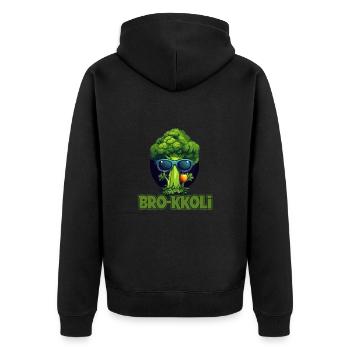 Lustiges Brokkoli mit Sonnenbrille für einen - Unisex Premium Bio Zip Hoodie - Schwarz - Hinten - Nico (187cm)