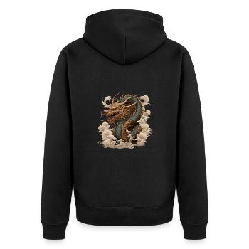 Asiatisch Drache Anime Japanisch - Unisex Premium Bio Zip Hoodie - Schwarz - Hinten - Nico (187cm)