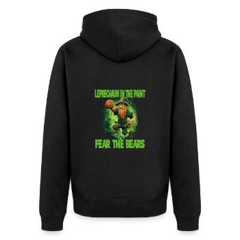 Leprechaun Bart Basketball für einen - Unisex Premium Bio Zip Hoodie - Schwarz - Hinten - Nico (187cm)