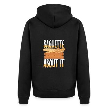 Baguette About It - Unisex Premium Bio Zip Hoodie - Schwarz - Hinten - Nico (187cm)