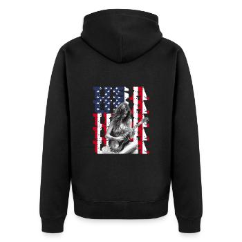 Patriotischer Musikliebhaber Amerika Gitarrist - Unisex Premium Bio Zip Hoodie - Schwarz - Hinten - Nico (187cm)
