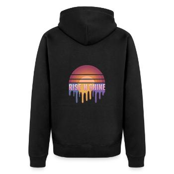 Retro Sunrise Rise and Shine Vintage für - Unisex Premium Bio Zip Hoodie - Schwarz - Hinten - Nico (187cm)