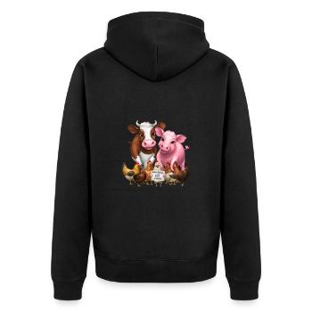Not Food Animals Kein Fleisch - Unisex Premium Bio Zip Hoodie - Schwarz - Hinten - Nico (187cm)
