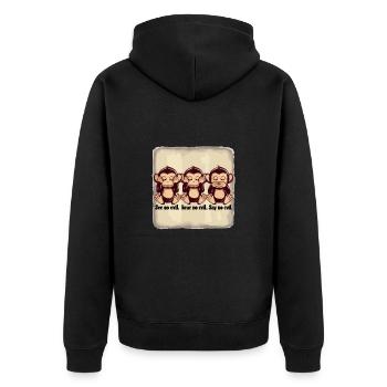 No See No Say No Hear Monkey für einen Affen Fan - Unisex Premium Bio Zip Hoodie - Schwarz - Hinten - Nico (187cm)