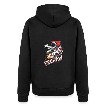 Weltraum-Cowboy reitet eine Rakete Yeehaw-Slogan - Unisex Premium Bio Zip Hoodie - Schwarz - Hinten - Nico (187cm)