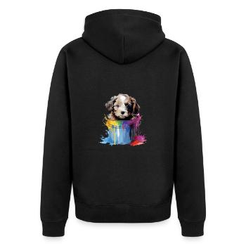 Niedlicher Hund Farbeimer für einen Hundebesitzer - Unisex Premium Bio Zip Hoodie - Schwarz - Hinten - Nico (187cm)