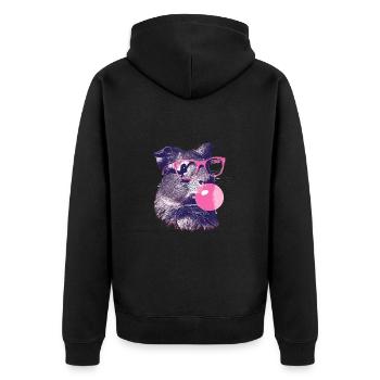 Meerschweinchen mit Sonnenbrille Bubblegum - Unisex Premium Bio Zip Hoodie - Schwarz - Hinten - Nico (187cm)