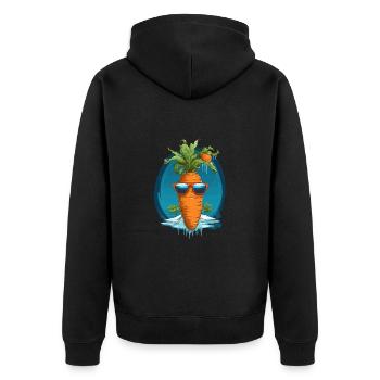 Funky Karotte mit Sonnenbrille Strandgemüse - Unisex Premium Bio Zip Hoodie - Schwarz - Hinten - Nico (187cm)