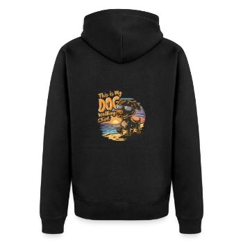 This Is My Dog Walking Motiv für einen - Unisex Premium Bio Zip Hoodie - Schwarz - Hinten - Nico (187cm)