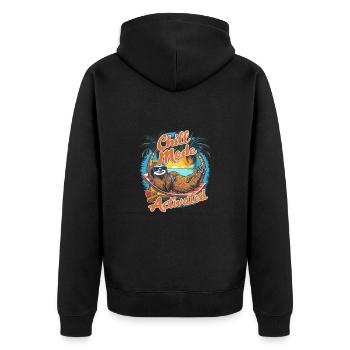 Chill-Modus Aktiviert Faultier Hängematte Strand - Unisex Premium Bio Zip Hoodie - Schwarz - Hinten - Nico (187cm)