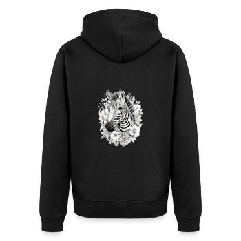 Niedliches Zebra für Kinder für Kinder - Unisex Premium Bio Zip Hoodie - Schwarz - Hinten - Nico (187cm)