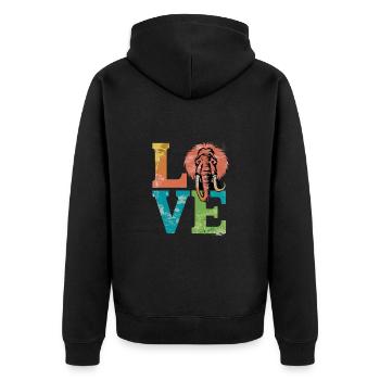 Vintage Love Mammut für einen Mammutliebhaber - Unisex Premium Bio Zip Hoodie - Schwarz - Hinten - Nico (187cm)