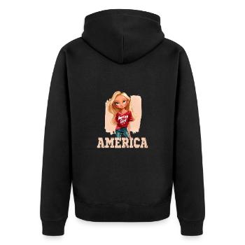 Patriotisches Amerikanisches Mädchen USA für - Unisex Premium Bio Zip Hoodie - Schwarz - Hinten - Nico (187cm)