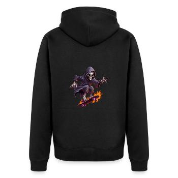 Skate Skater für einen Skater Skateboarder - Unisex Premium Bio Zip Hoodie - Schwarz - Hinten - Nico (187cm)