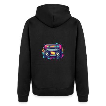 Retro Classic Cassette Tape für 80s Fans - Unisex Premium Bio Zip Hoodie - Schwarz - Hinten - Nico (187cm)