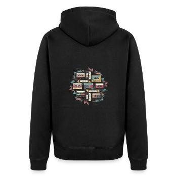 80s Retro Cassette Classic Cassette Tape für 80s - Unisex Premium Bio Zip Hoodie - Schwarz - Hinten - Nico (187cm)
