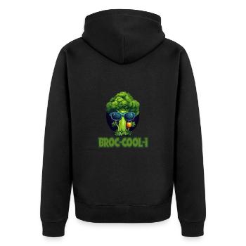 Summer Vibes Cooler Brokkoli mit Sonnenbrille - Unisex Premium Bio Zip Hoodie - Schwarz - Hinten - Nico (187cm)