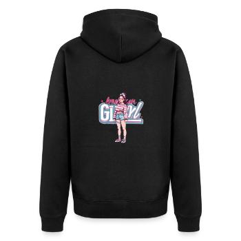 Patriotisches Amerikanisches Mädchen USA für - Unisex Premium Bio Zip Hoodie - Schwarz - Hinten - Nico (187cm)