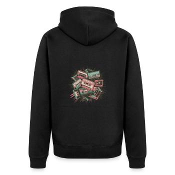 80s Retro Cassette Classic Cassette Tape für 80s - Unisex Premium Bio Zip Hoodie - Schwarz - Hinten - Nico (187cm)