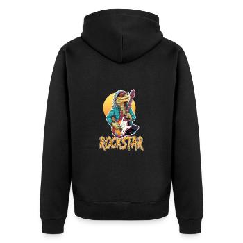 Reptil-Musiker mit E-Gitarre - Unisex Premium Bio Zip Hoodie - Schwarz - Hinten - Nico (187cm)
