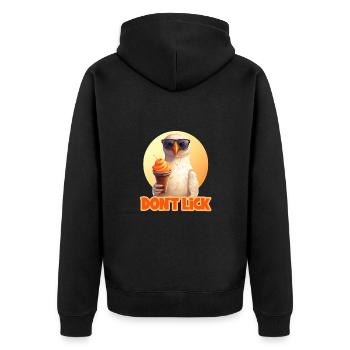 Lustige Möwe mit Eis Don't Lick für einen Möwen - Unisex Premium Bio Zip Hoodie - Schwarz - Hinten - Nico (187cm)