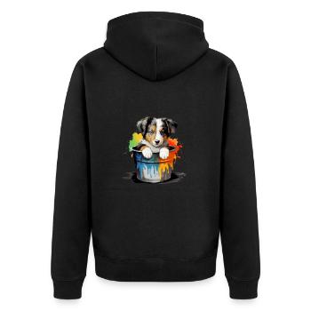 Border Collie Hund Hunderasse - Unisex Premium Bio Zip Hoodie - Schwarz - Hinten - Nico (187cm)