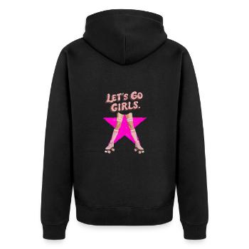 Coole Retro Rollschuhe 80er - Unisex Premium Bio Zip Hoodie - Schwarz - Hinten - Nico (187cm)