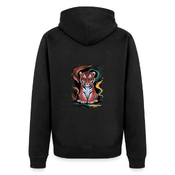 Lustiger Tiger für Kinder für Kinder - Unisex Premium Bio Zip Hoodie - Schwarz - Hinten - Nico (187cm)