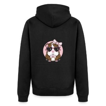 Coole Meerschweinchen mit Herz-Sonnenbrille - Unisex Premium Bio Zip Hoodie - Schwarz - Hinten - Nico (187cm)