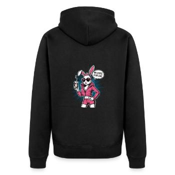 Kaffee Hase Kaninchen Herz Sonnenbrille - Unisex Premium Bio Zip Hoodie - Schwarz - Hinten - Nico (187cm)