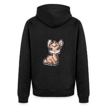 Alpaka Lama für Alpakaliebhaber - Unisex Premium Bio Zip Hoodie - Schwarz - Hinten - Nico (187cm)