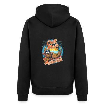 Chill-Modus Aktiviert Faultier Hängematte Strand - Unisex Premium Bio Zip Hoodie - Schwarz - Hinten - Nico (187cm)