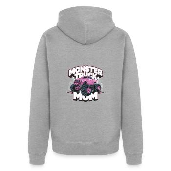Monster Truck Mom für die Mutti für Frauen und - Unisex Premium Bio Zip Hoodie - Grau meliert - Hinten - Nico (187cm)