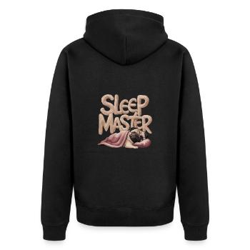 Schlafmeister Schnarchen Mops Niedlicher Hund - Unisex Premium Bio Zip Hoodie - Schwarz - Hinten - Nico (187cm)
