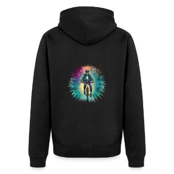 Fahrradfahren Fahrrad Radfahren für einen - Unisex Premium Bio Zip Hoodie - Schwarz - Hinten - Nico (187cm)