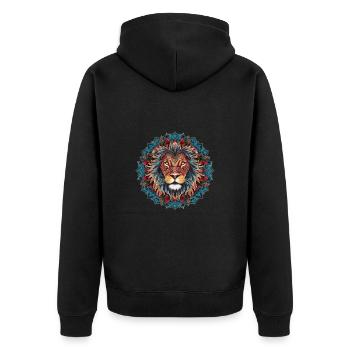 Löwen Mandala für einen Kunstliebhaber Löwe Fan - Unisex Premium Bio Zip Hoodie - Schwarz - Hinten - Nico (187cm)