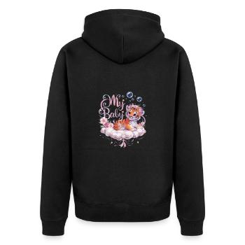 Bezaubernde Baby Tiger Blumen Wolke Träumen für - Unisex Premium Bio Zip Hoodie - Schwarz - Hinten - Nico (187cm)