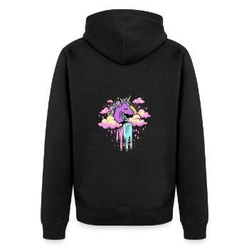 Verträumtes Regenbogen-Einhorn Himmel für Kinder - Unisex Premium Bio Zip Hoodie - Schwarz - Hinten - Nico (187cm)