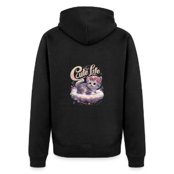 Bezaubernde Baby Katze Blumen Wolke Träumen für - Unisex Premium Bio Zip Hoodie - Schwarz - Hinten - Nico (187cm)