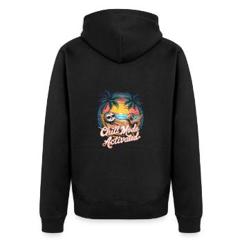 Chill-Modus Aktiviert Faultier Hängematte Strand - Unisex Premium Bio Zip Hoodie - Schwarz - Hinten - Nico (187cm)
