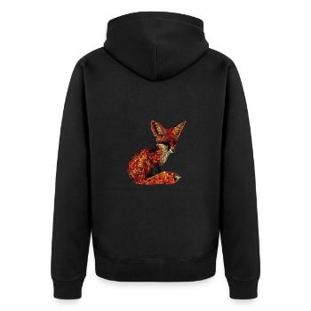 Fennek Wüste Fuchs Geometrischer Fuchs Kunstwerk - Unisex Premium Bio Zip Hoodie - Schwarz - Hinten - Nico (187cm)